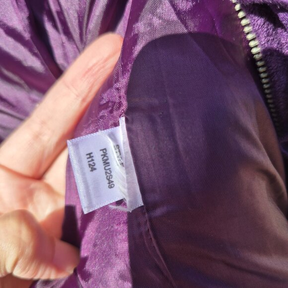 Anthro Purple Ruffle Trim Suit Jacket Blazer Retro Y2K Feminine Office Work M - Picture 13 of 16